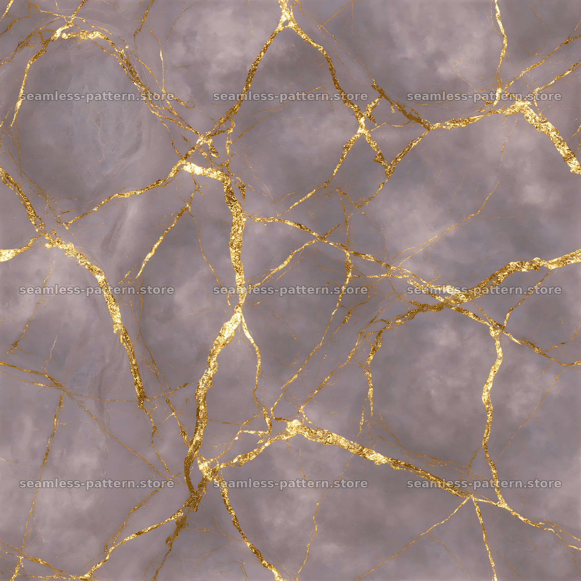 Gold thread vein seamless texture over gray marble surface — seamless tileable pattern at 8192x8192