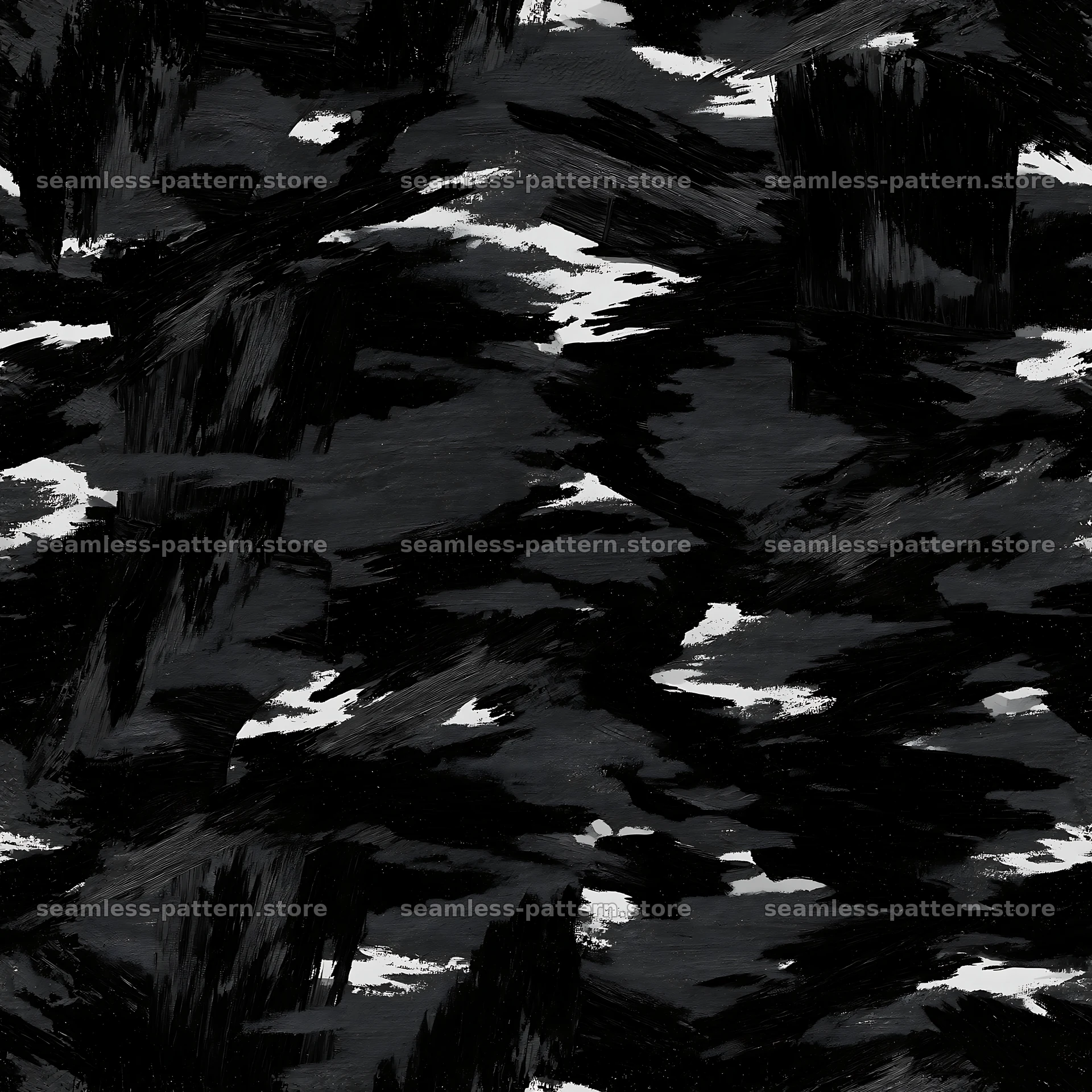 Seamless black camouflage brushstroke pattern — seamless tileable pattern