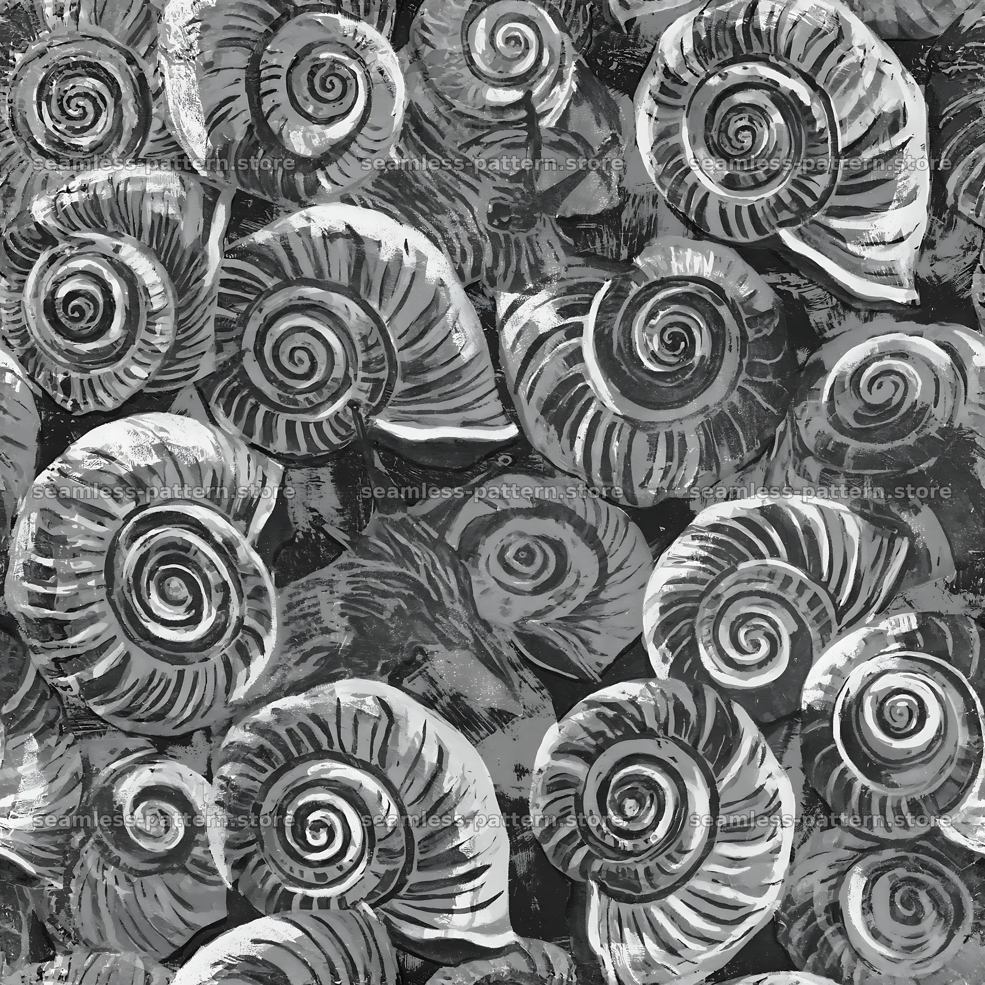 Red snail spiral shell seamless pattern for textiles — seamless tileable pattern