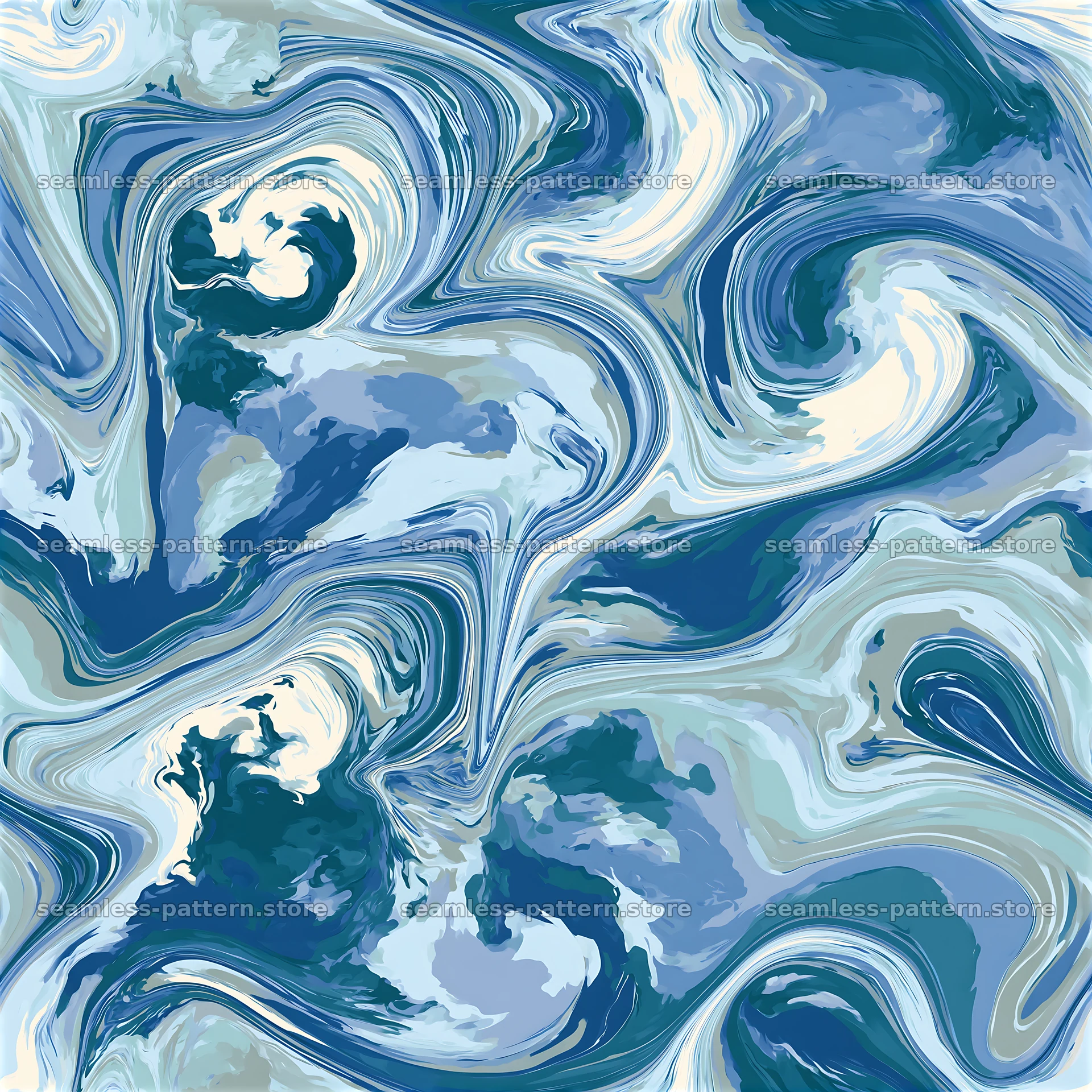 Seamless blue camouflage marble pattern with swirls and soft lines — seamless tileable pattern at 8192x8192
