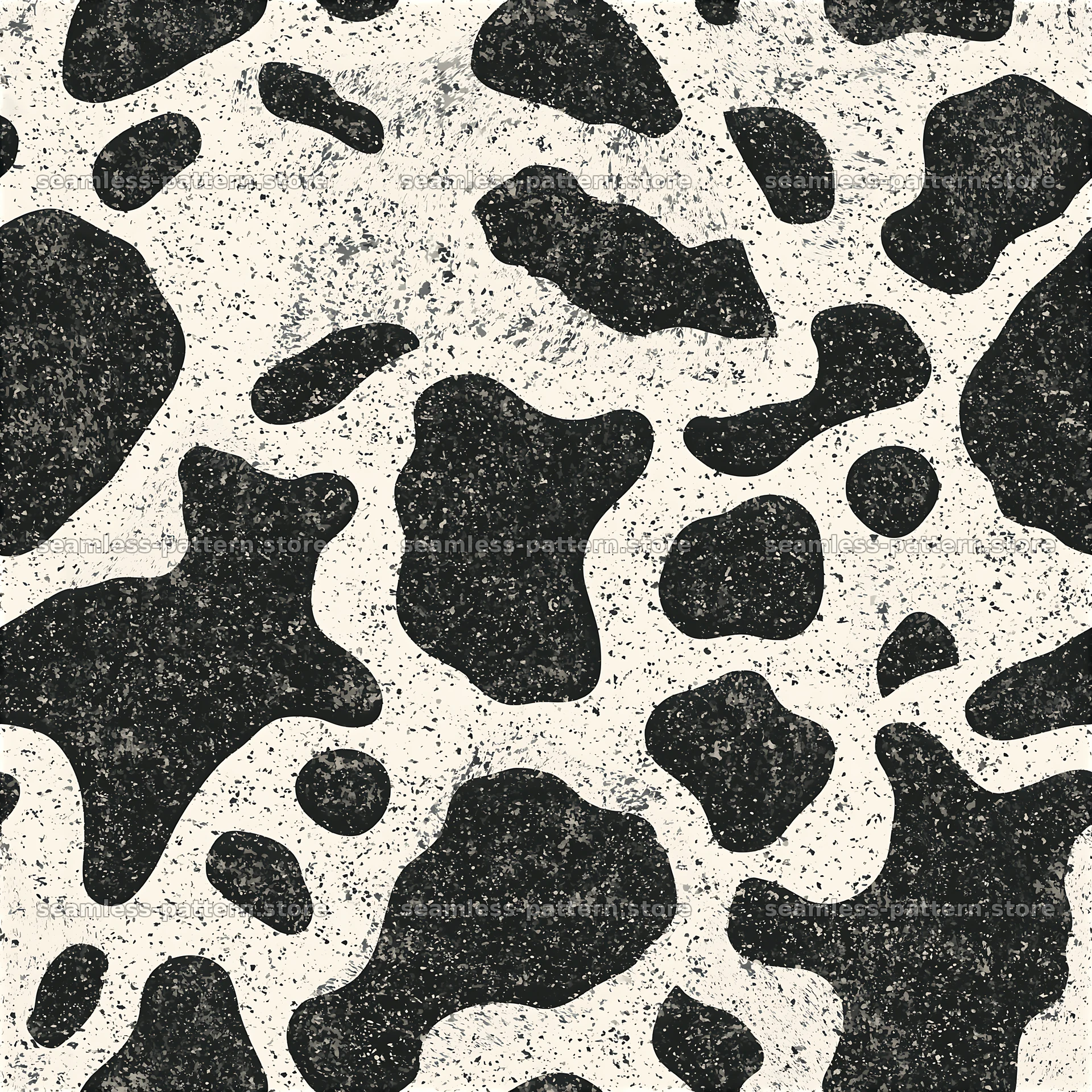 Seamless high contrast cowhide pattern with distinct shapes and colors — seamless tileable pattern at 8192x8192