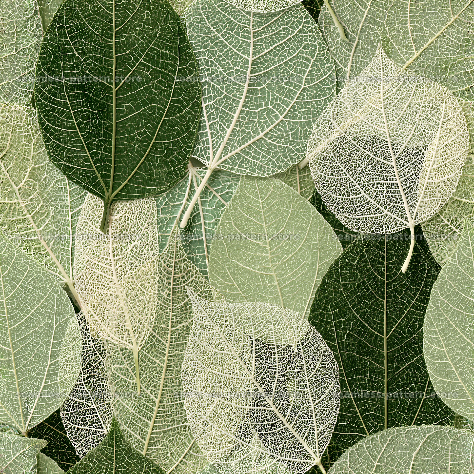 Seamless natural texture repeat pattern of layered leaves — seamless tileable pattern