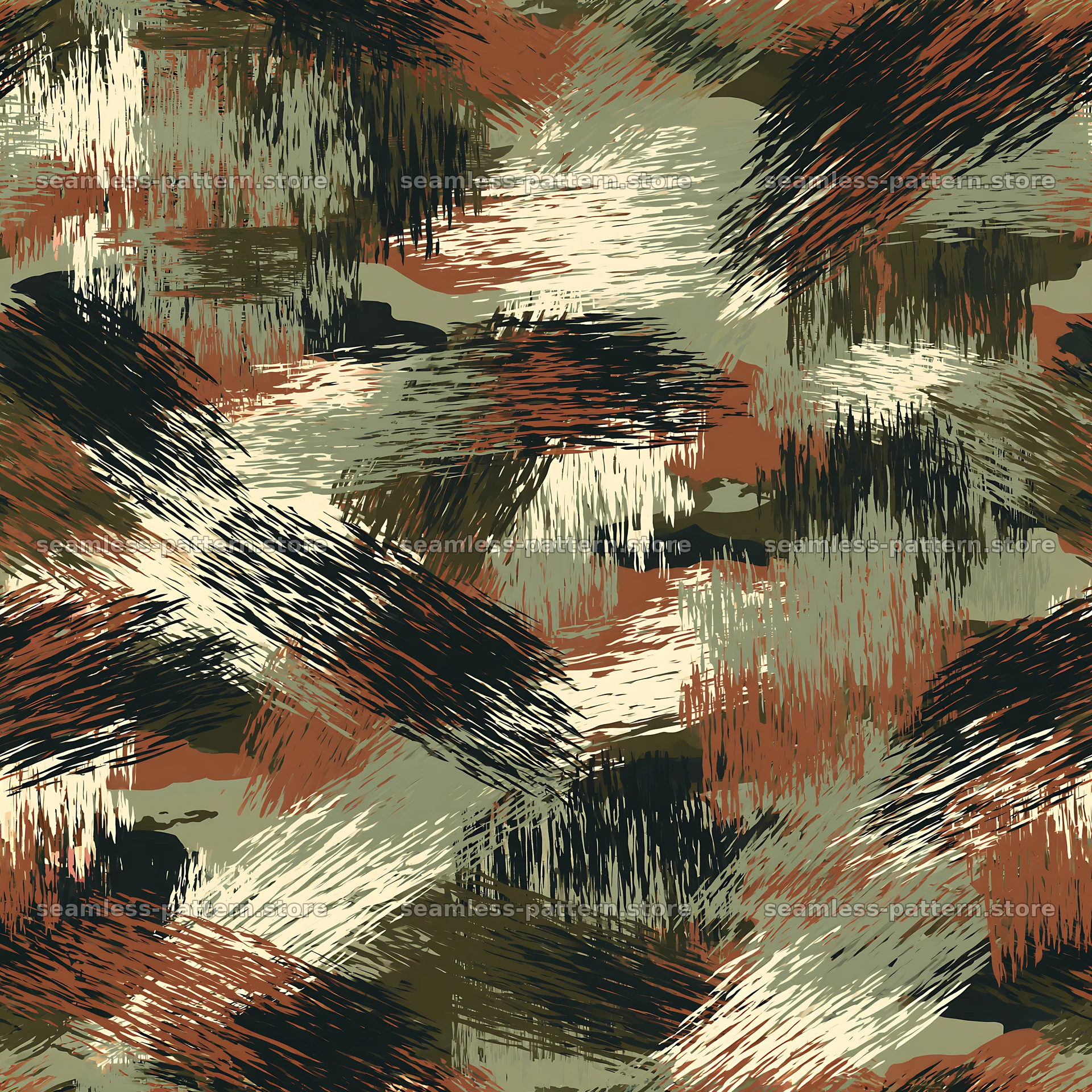 Seamless khaki camouflage brushstroke pattern for fabric use — seamless tileable pattern