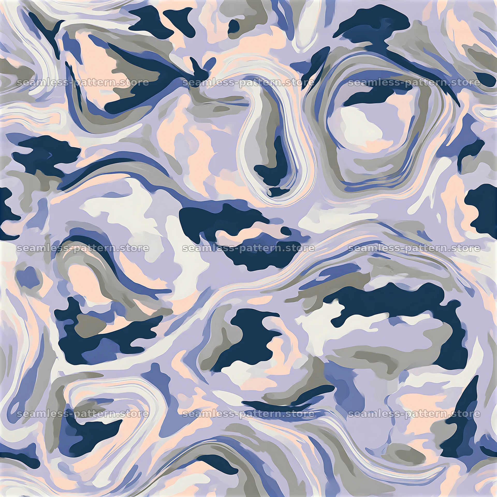 Repeat abstract camouflage marble pattern with blue and pink hues — seamless tileable pattern at 8192x8192