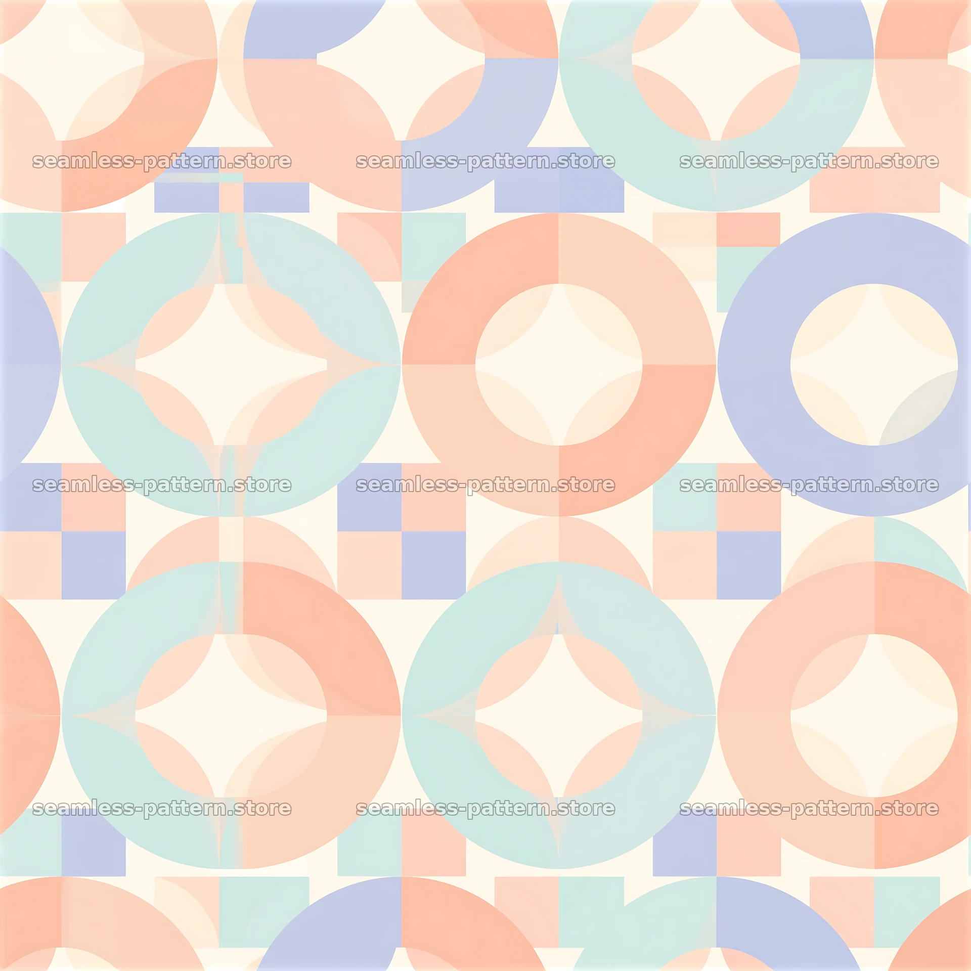 Cute pastel geometric seamless pattern with circles and squares — seamless tileable pattern at 8192x8192