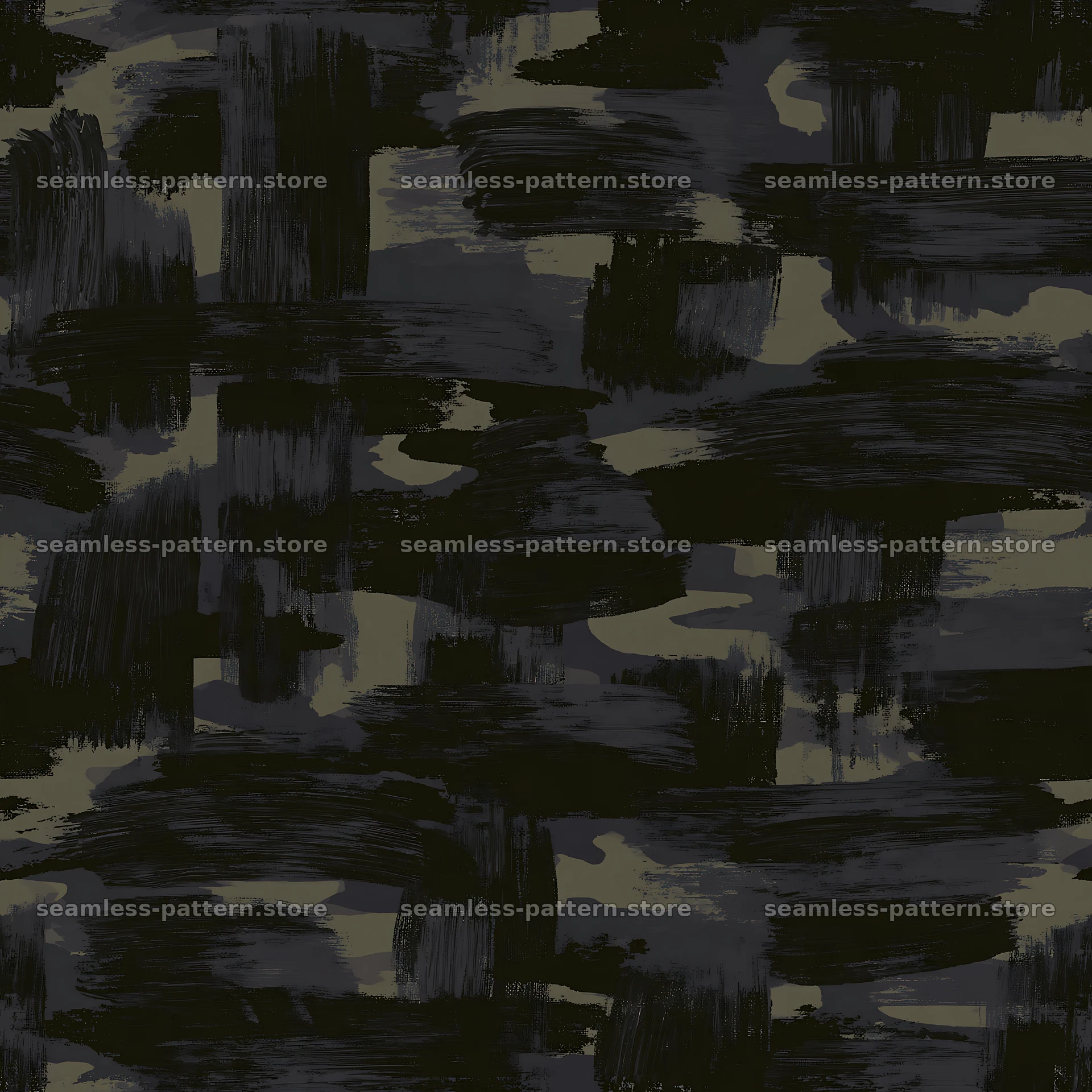Seamless black camouflage brushstroke pattern — seamless tileable pattern