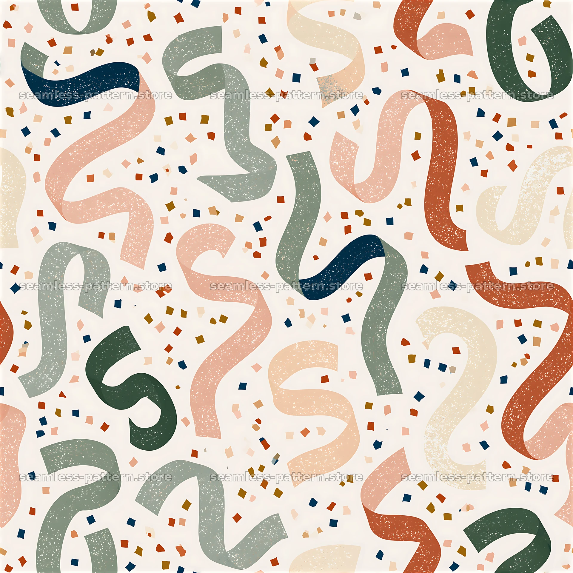 Confetti streamers seamless pattern with colorful shapes and forms — seamless tileable pattern at 8192x8192