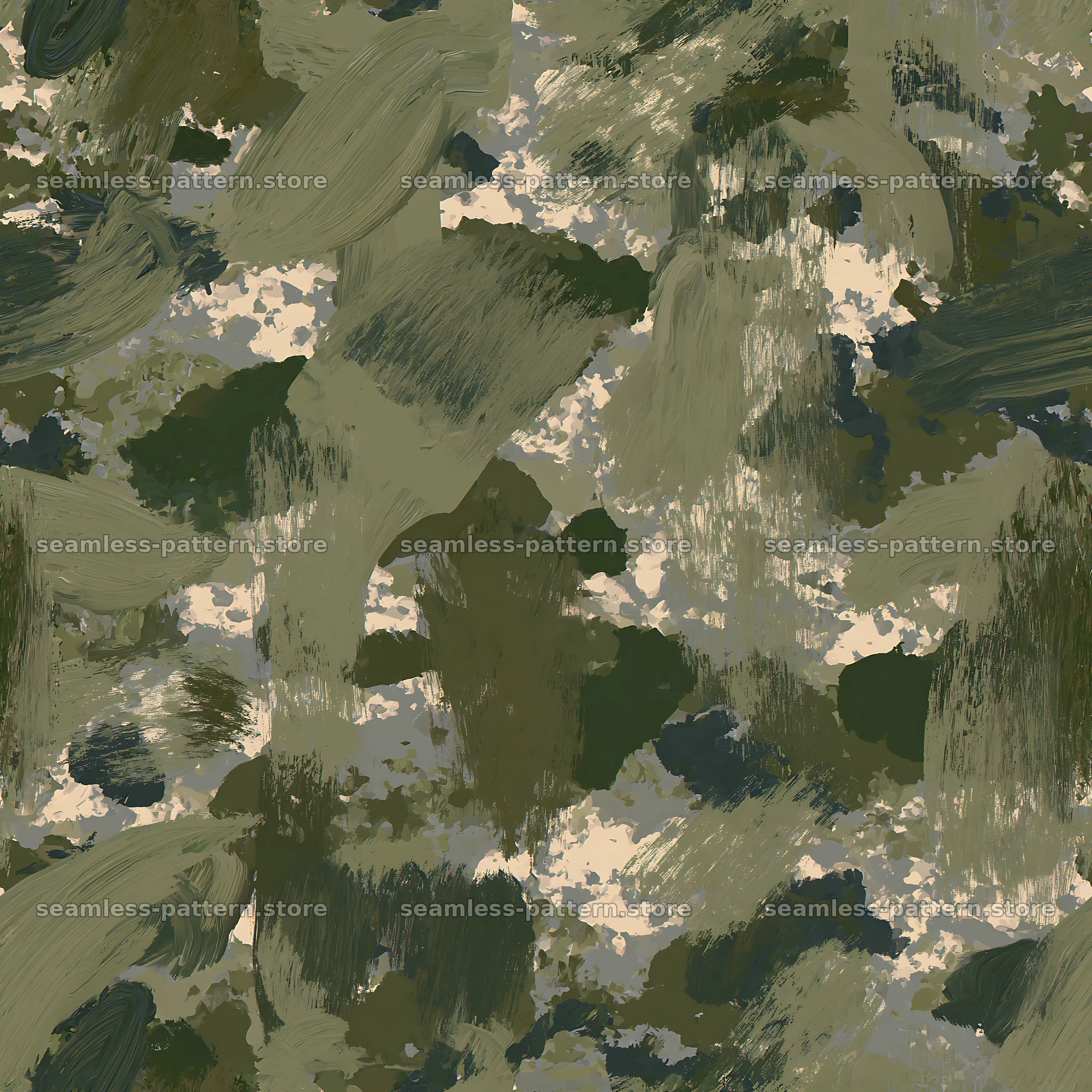 Seamless khaki camouflage brushstroke pattern for textiles — seamless tileable pattern