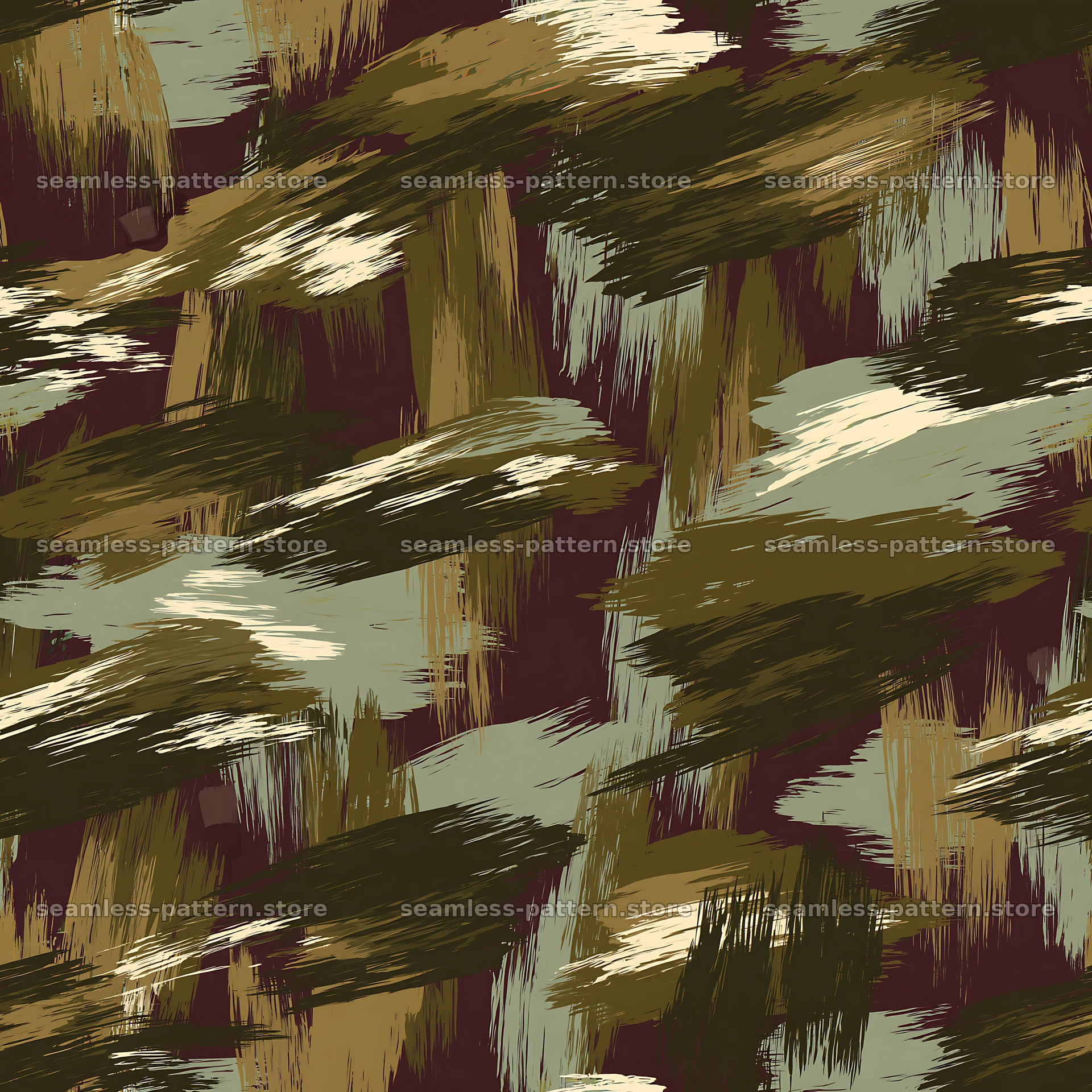 Seamless olive camouflage brushstroke pattern — seamless tileable pattern
