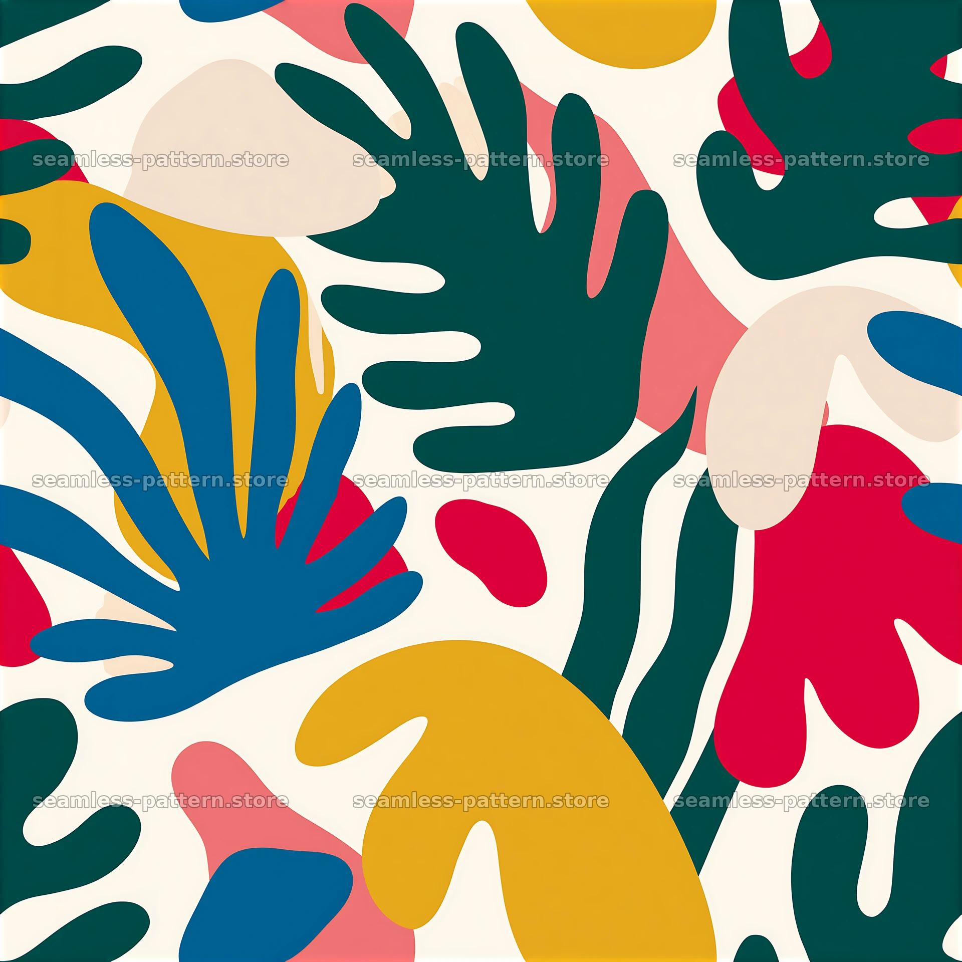 Bold multicolor organic pattern seamless pattern with varied shapes — seamless tileable pattern at 8192x8192
