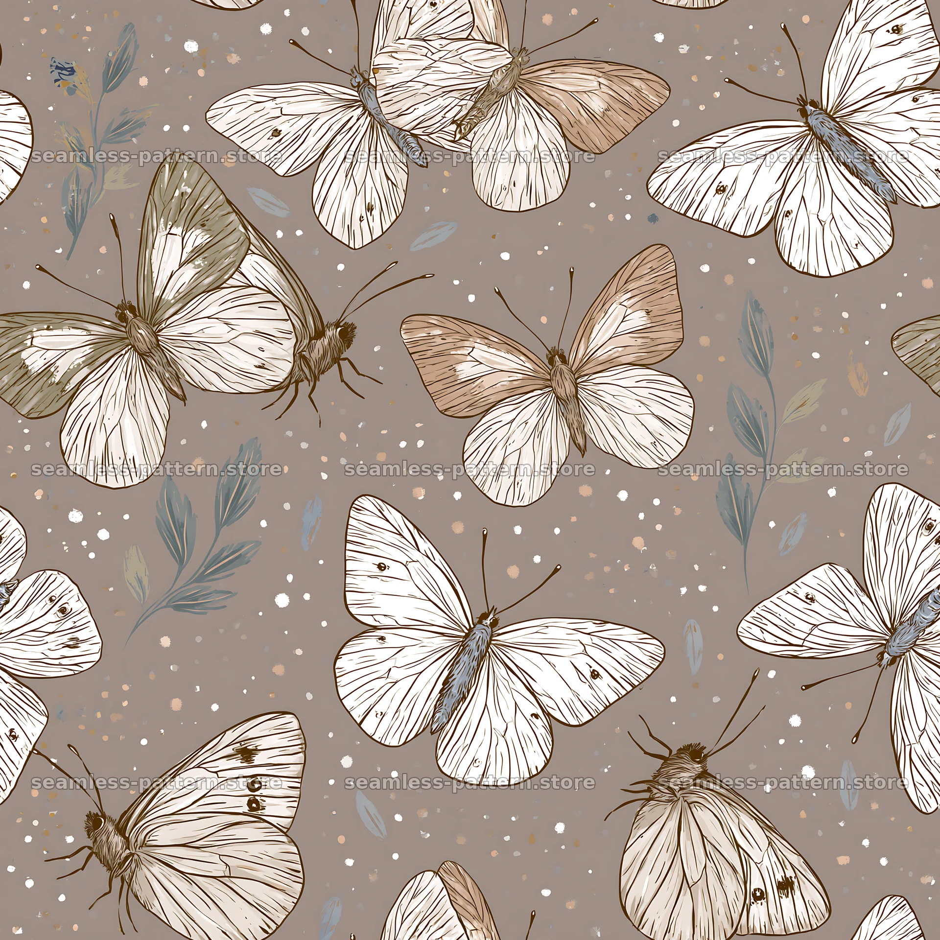Hand drawn butterfly seamless pattern for fabric and wallpaper — seamless tileable pattern
