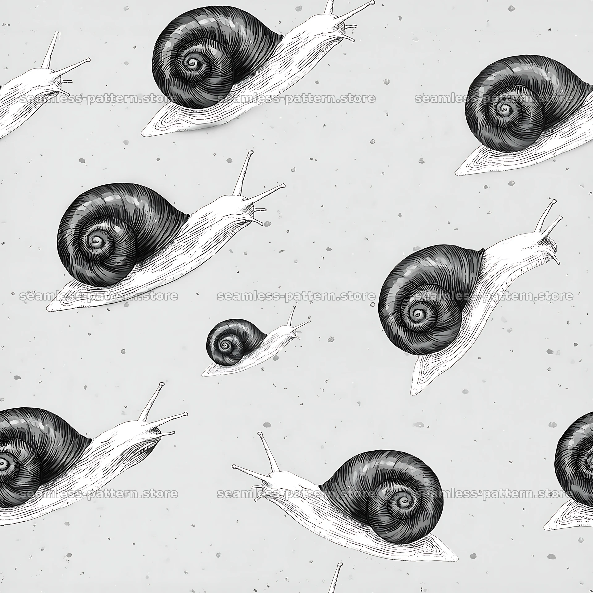 Red shelled snail tileable pattern for fabric and wallpaper — seamless tileable pattern