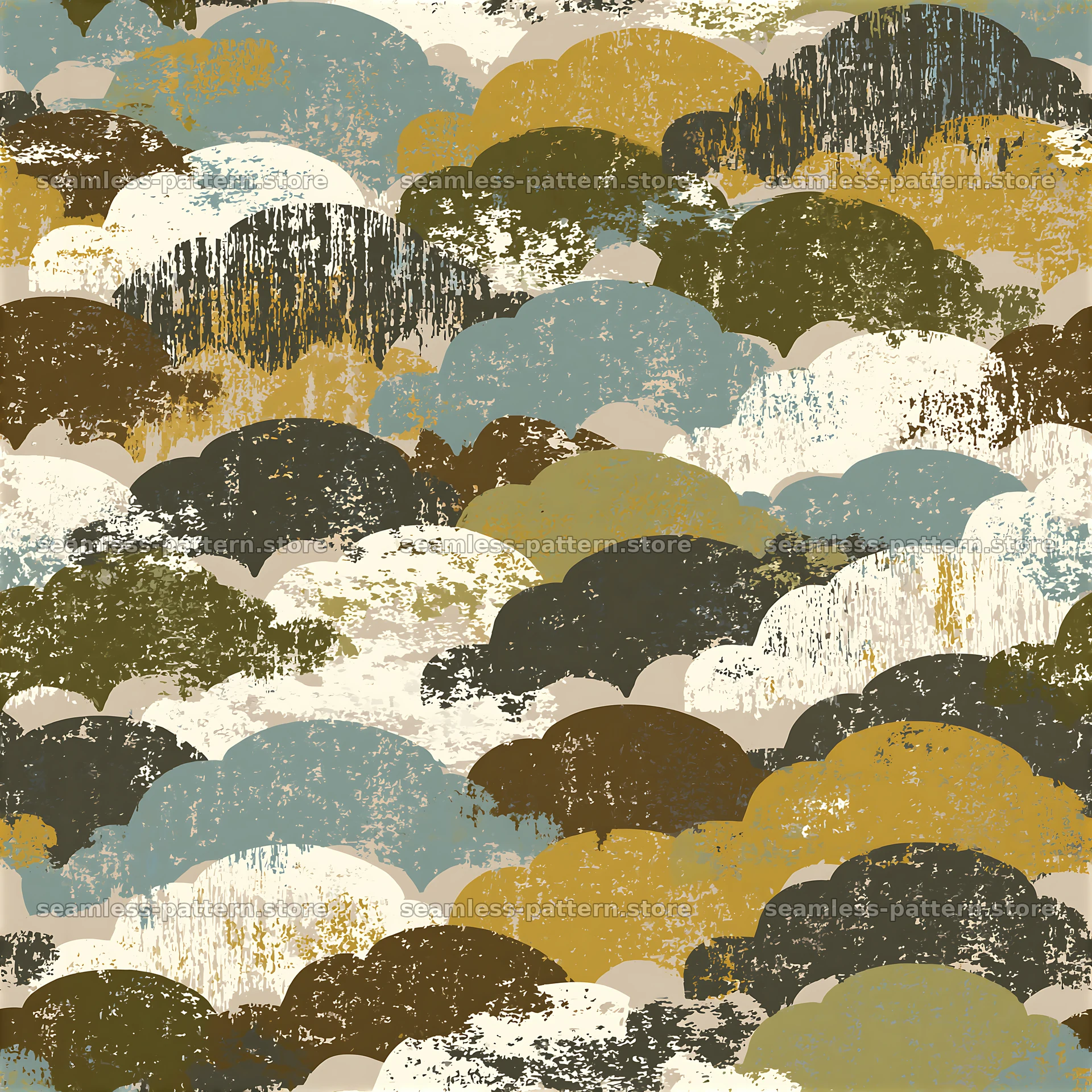 Seamless distressed camouflage pattern with varied shapes and colors — seamless tileable pattern at 8192x8192