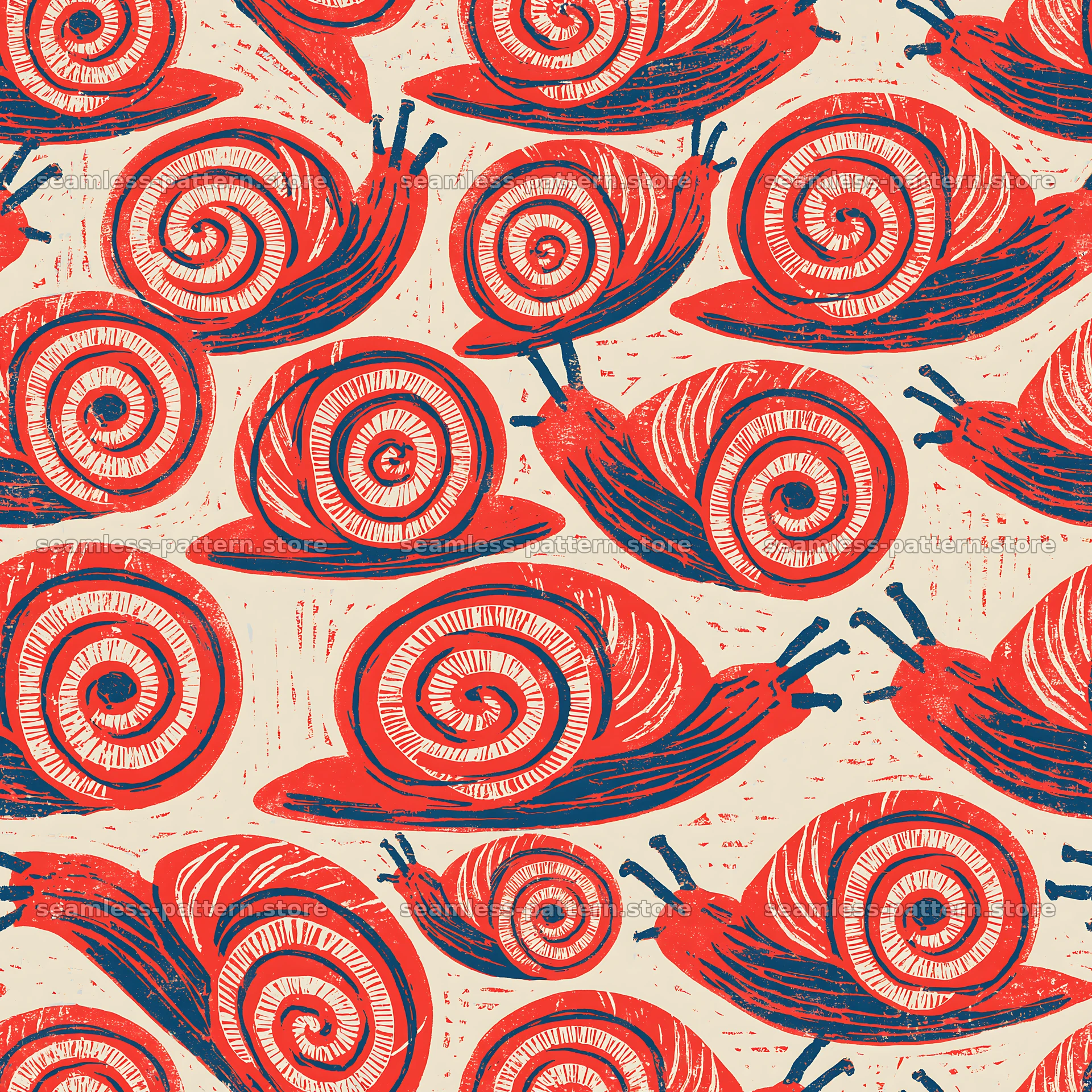 Scarlet snail seamless texture pattern for fabric and wallpaper — seamless tileable pattern