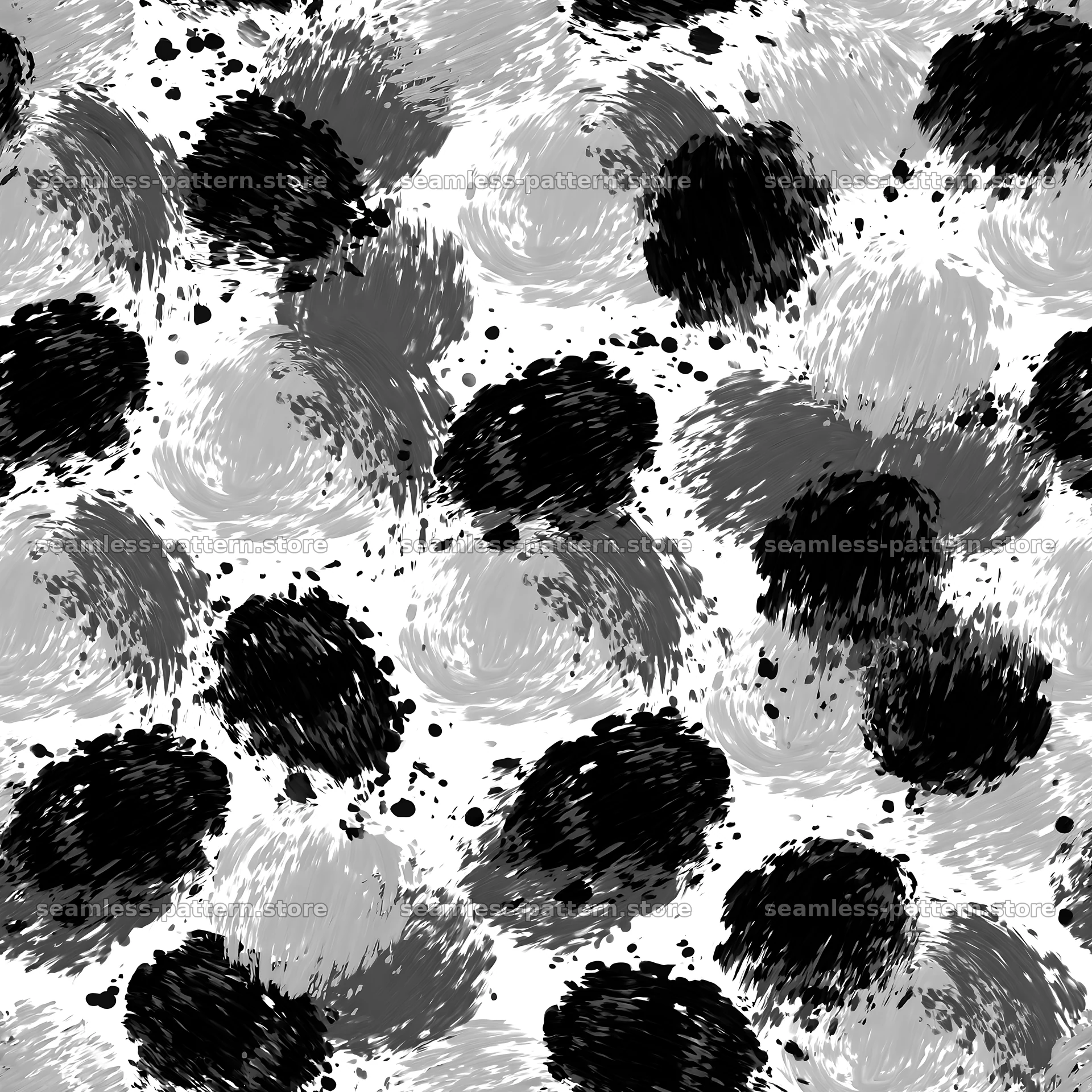 Bold graphic paint texture seamless pattern in black and white — seamless tileable pattern