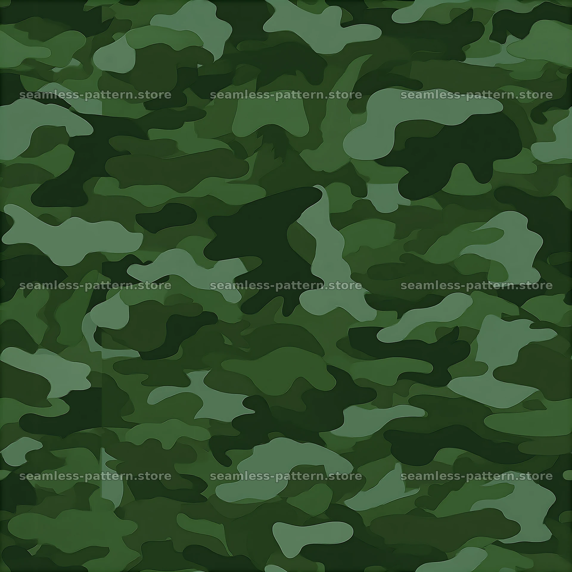 Forest green camouflage repeat pattern with layered shapes — seamless tileable pattern at 8192x8192