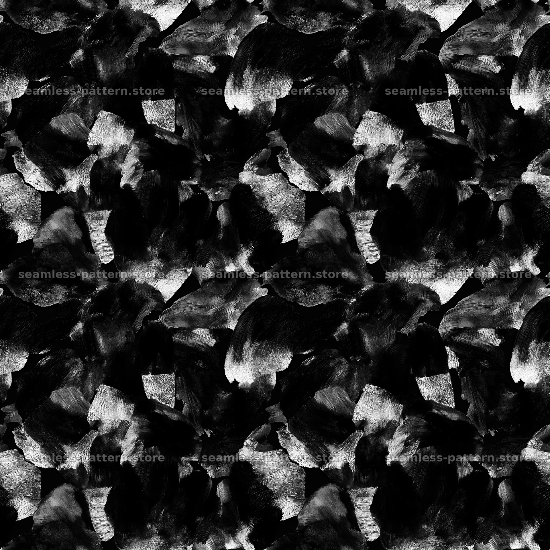 Seamless watercolor camouflage brushstroke pattern in monochrome — seamless tileable pattern