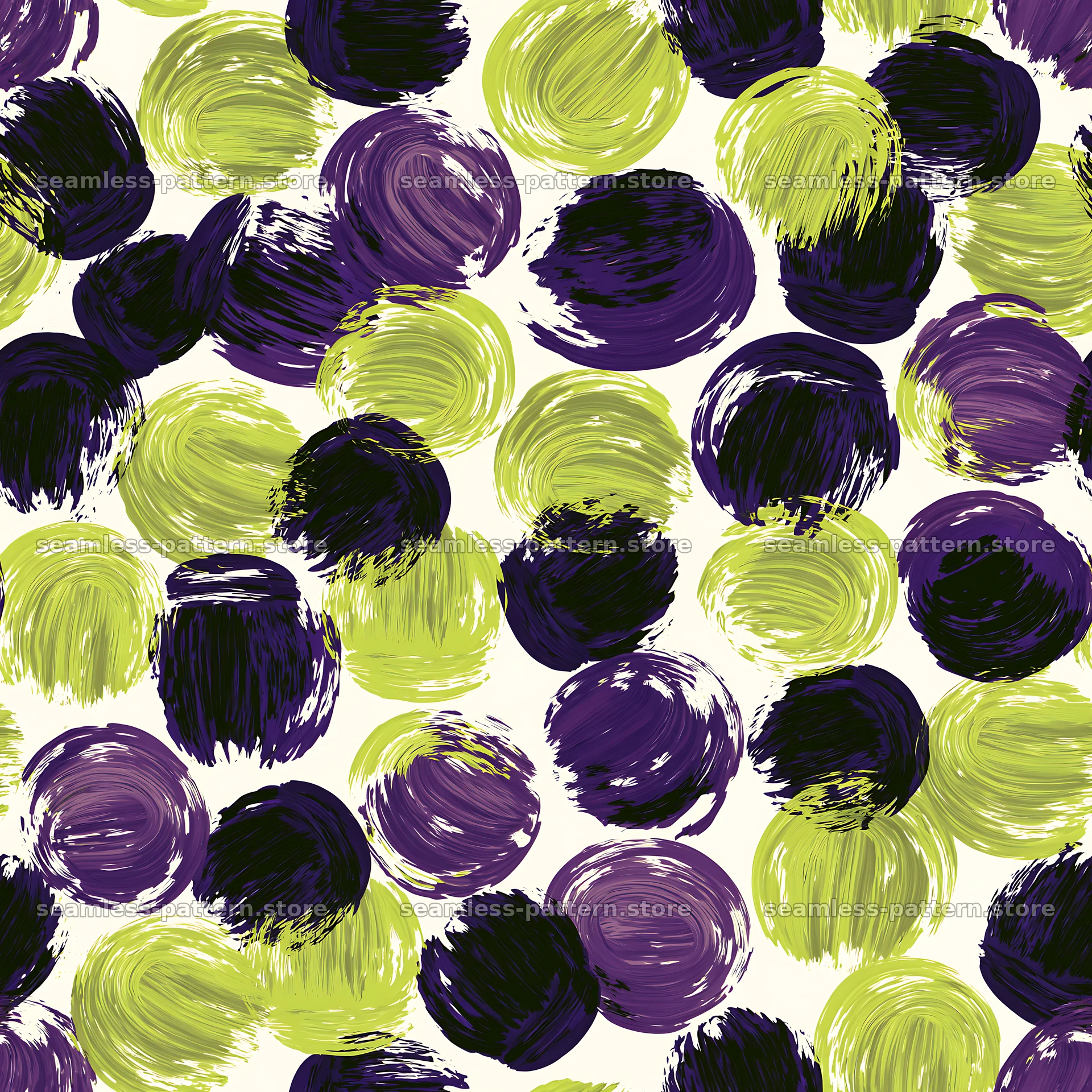 Seamless bold graphic paint texture with circles and brush strokes — seamless tileable pattern
