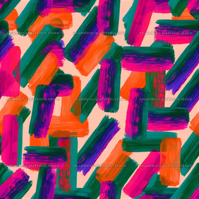 Vibrant painted brush marks seamless pattern on light background — seamless tileable pattern