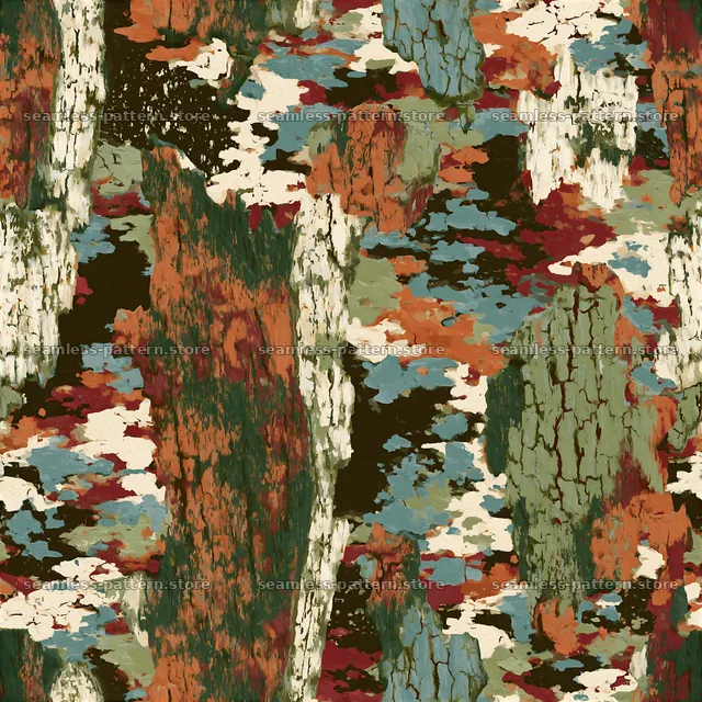 Seamless camouflage pattern with bark-inspired shapes — seamless tileable pattern