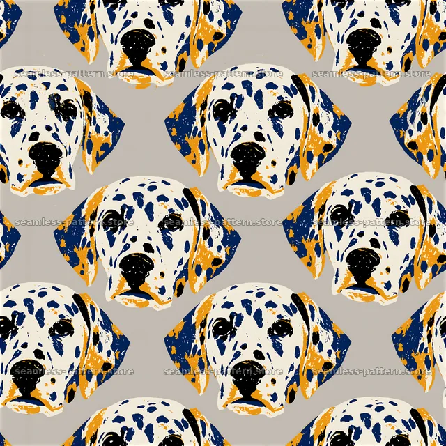 Seamless dog head pattern with distinct shapes and bold colors — seamless tileable pattern