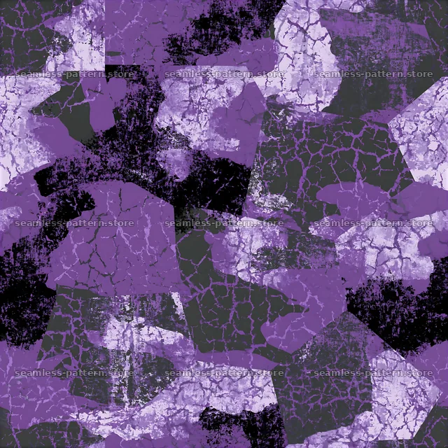Purple distressed military camouflage seamless pattern with cracks — seamless tileable pattern