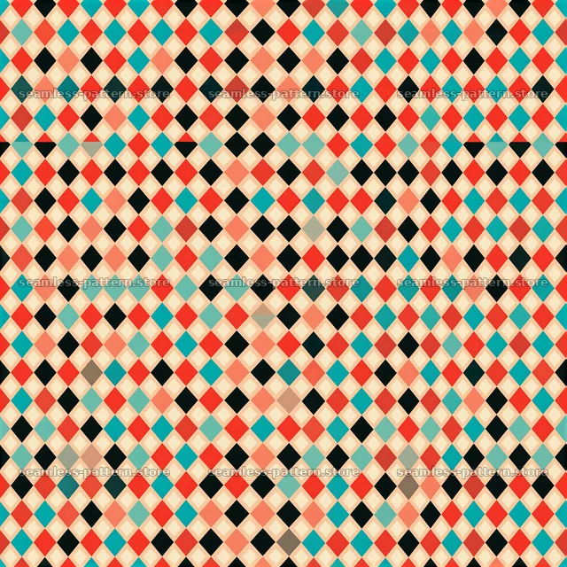 Bright retro diamonds seamless pattern in bold colors and clear shapes — seamless tileable pattern
