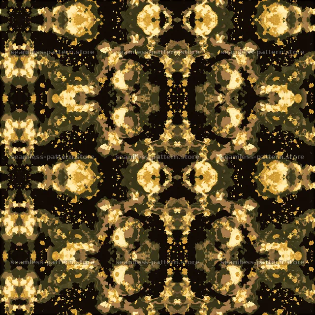 Golden spotted camouflage tileable pattern with dark elements — seamless tileable pattern