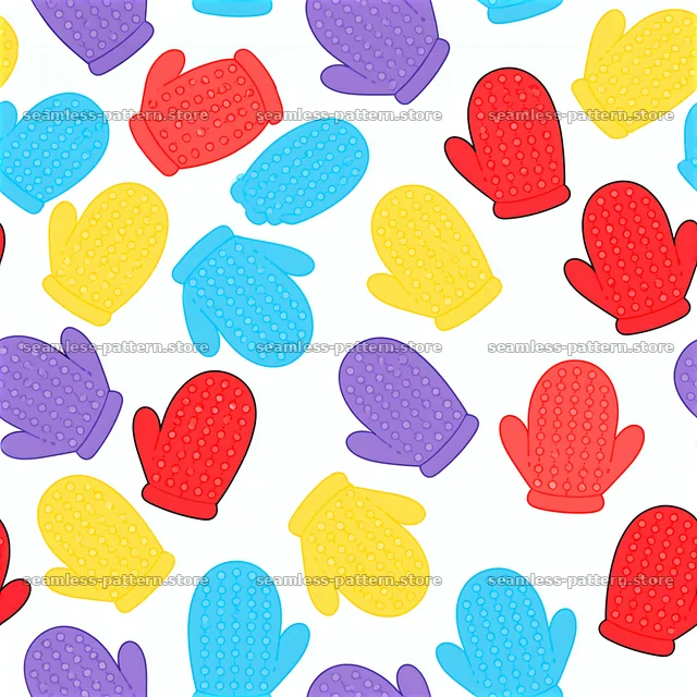 Colorful mitten seamless pattern for kids — seamless tileable pattern