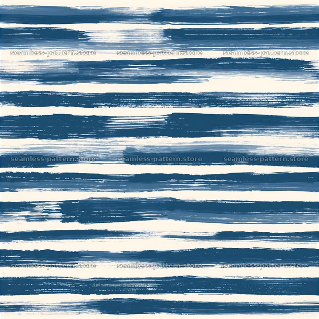 Seamless painterly brush stripe texture in blue and white colors — seamless tileable pattern
