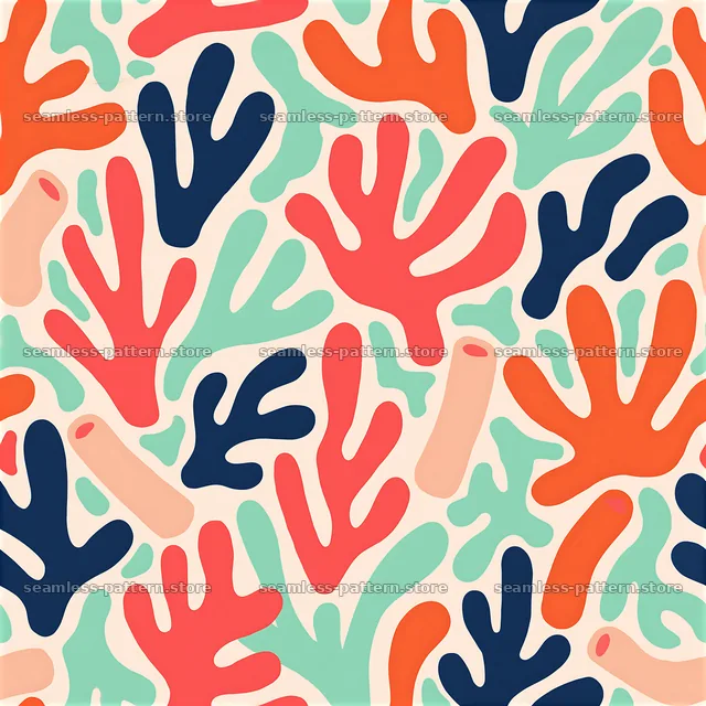 Multicolor abstract coral shapes seamless pattern — seamless tileable pattern