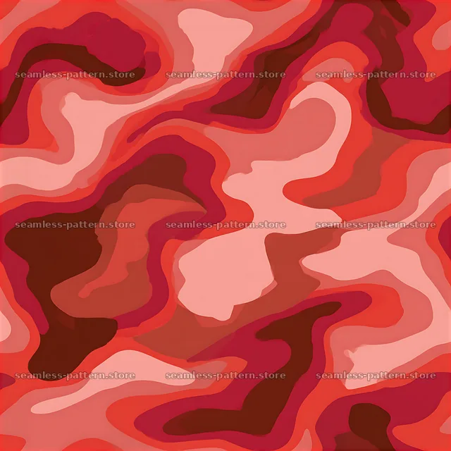 Red organic camouflage repeat pattern creates a flowing visual texture — seamless tileable pattern