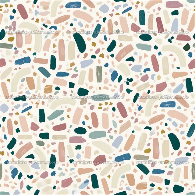 Dynamic confetti repeat pattern with colorful shapes and lines — seamless tileable pattern