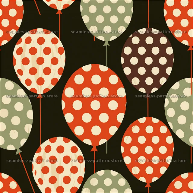Polka dot balloon seamless pattern on dark background — seamless tileable pattern