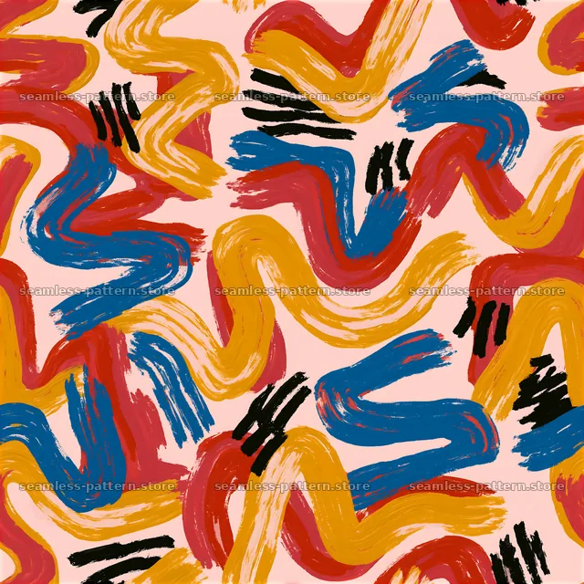 Seamless contemporary brushstroke texture with bold colors — seamless tileable pattern