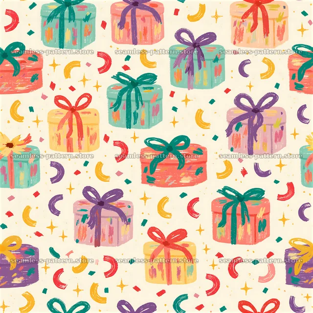 Tileable pattern with bright birthday parcels — seamless tileable pattern