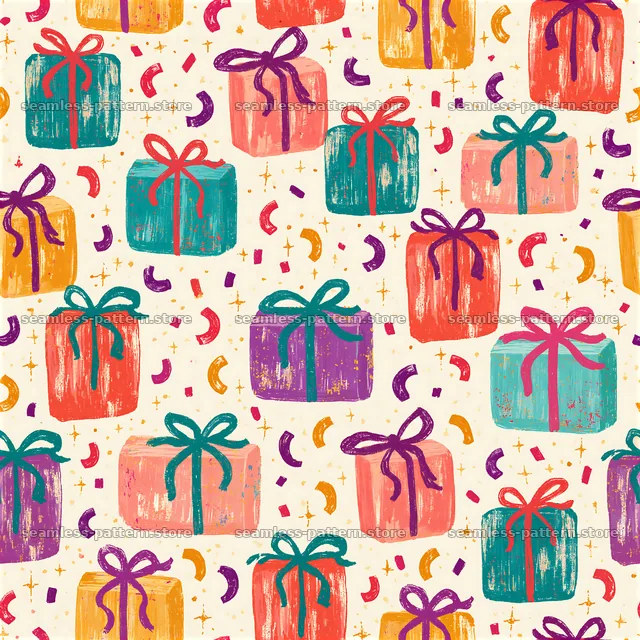 Tileable pattern with bright birthday parcels — seamless tileable pattern