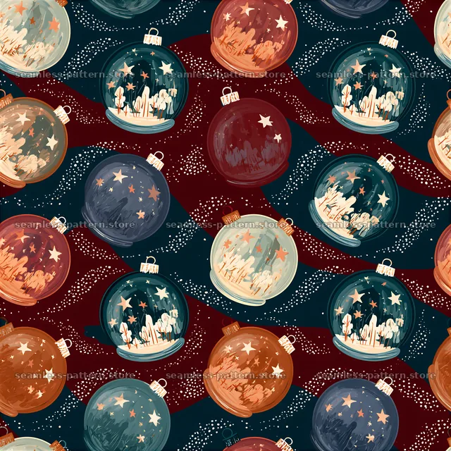 Colorful festive snow globes seamless pattern — seamless tileable pattern