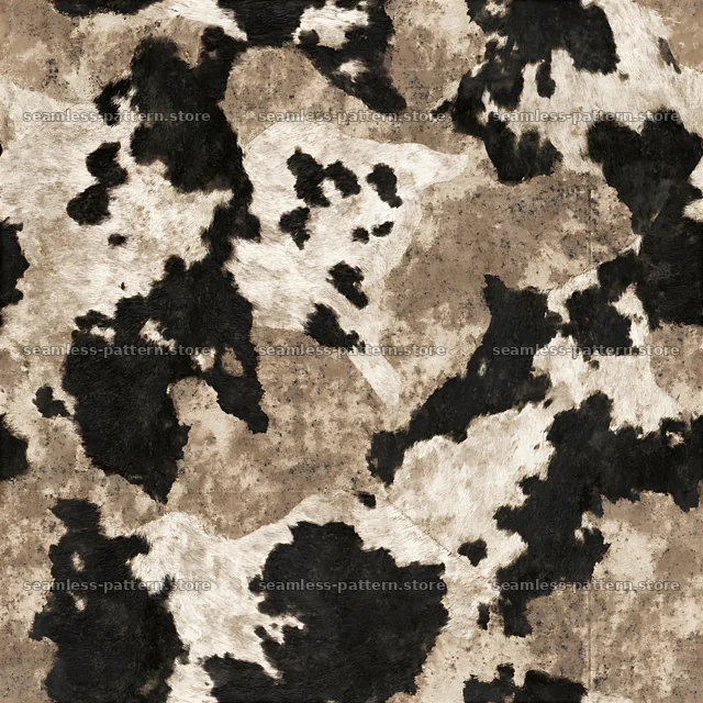 Seamless abstract cowhide texture with black and white patterns — seamless tileable pattern