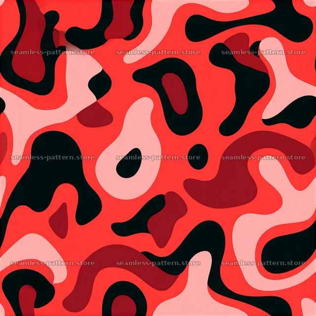 Red high contrast camouflage seamless pattern with bold shapes — seamless tileable pattern