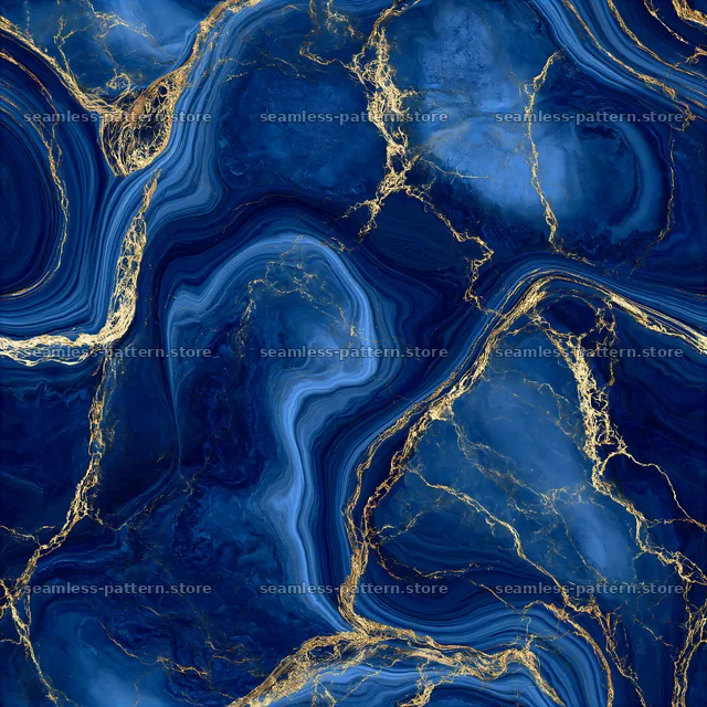 Seamless blue marble texture with gold veins across a rich surface — seamless tileable pattern