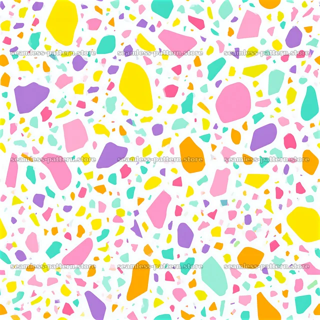 Colorful terrazzo seamless pattern with vibrant shapes and colors — seamless tileable pattern