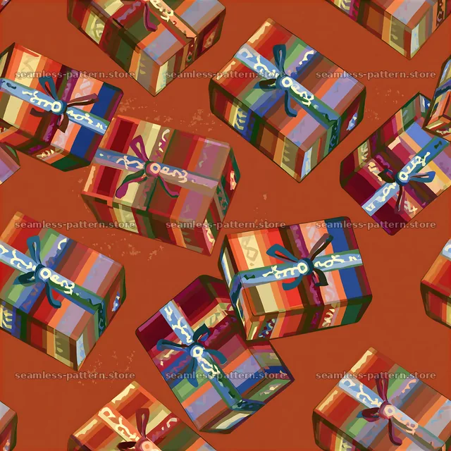 Tileable pattern with rainbow gift packages — seamless tileable pattern