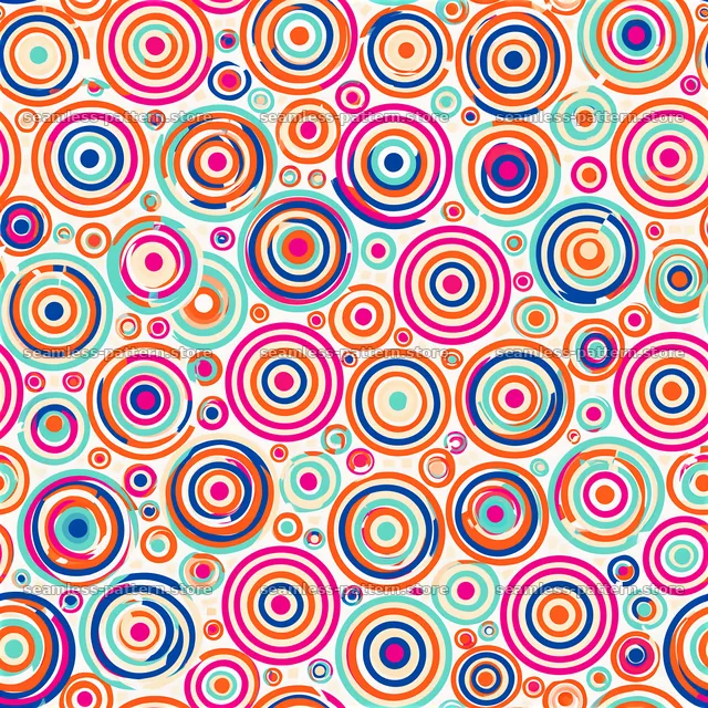 Bright abstract circles seamless pattern with vibrant colors and shapes — seamless tileable pattern