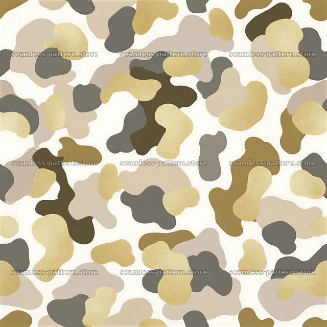 Metallic gold camouflage seamless texture pattern with organic shapes — seamless tileable pattern