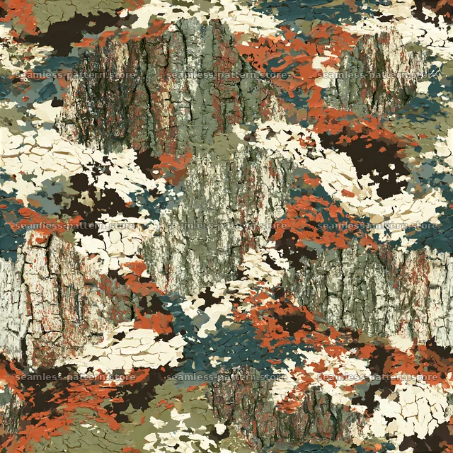 Seamless camouflage pattern with bark-inspired shapes — seamless tileable pattern