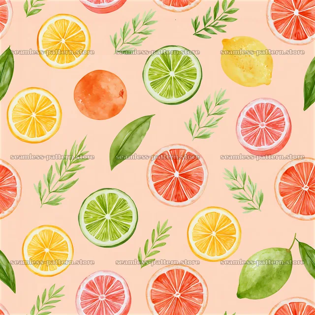 Colorful citrus seamless pattern for kids — seamless tileable pattern