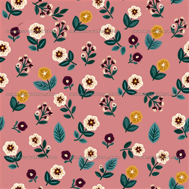 Floral gift wrap seamless pattern with pink background — seamless tileable pattern