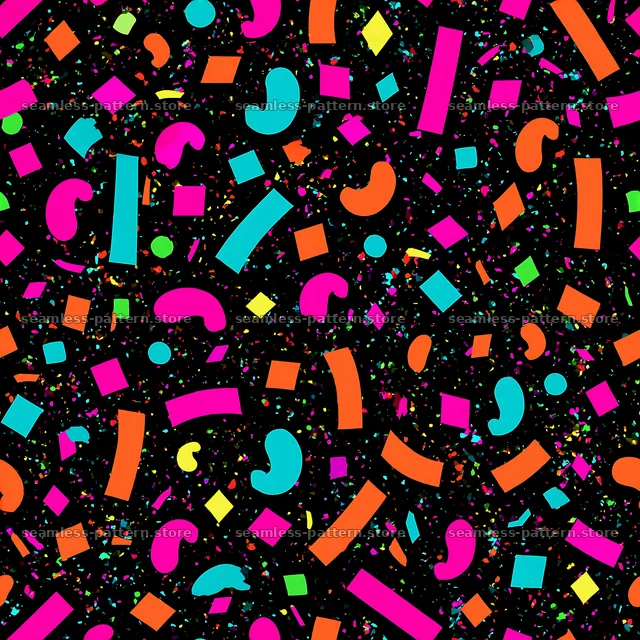 Colorful confetti pattern on a dark background — seamless tileable pattern