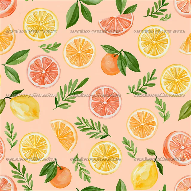 Colorful citrus seamless pattern for kids — seamless tileable pattern